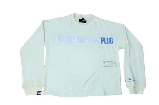 “FRIENDS WITH THE PLUG“ Luxury Off White Crew Sweat Shirt