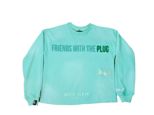 “FRIENDS WITH THE PLUG“ Luxury Pistachio Green Crew Sweat Shirt