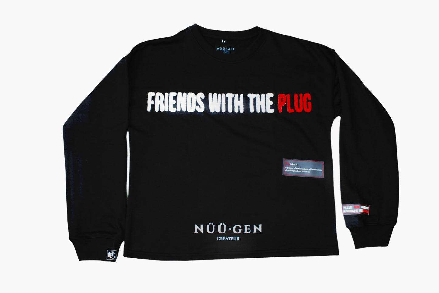 “FRIENDS WITH THE PLUG“ Luxury Black Crew Sweat Shirt