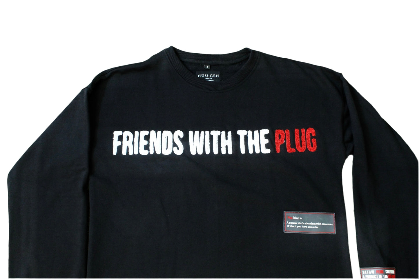 “FRIENDS WITH THE PLUG“ Luxury Black Crew Sweat Shirt