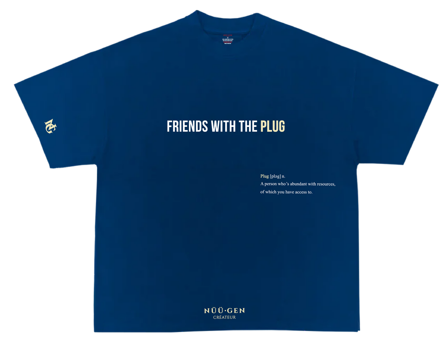 Blue Oversized Heavyweight Tee “Friends With The Plug”