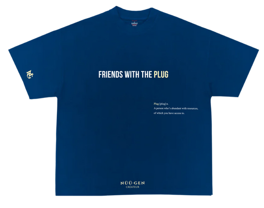 Blue Oversized Heavyweight Tee “Friends With The Plug”